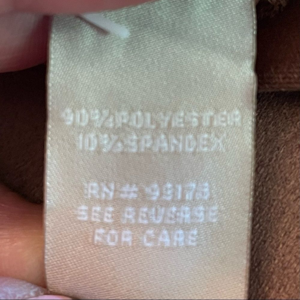 NWT JOAN VASS Sz S Camel Faux Suede Pants Leggings Elastic Waistband w/ Pockets - Picture 9 of 11